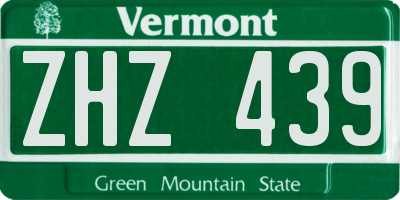 VT license plate ZHZ439