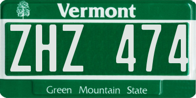 VT license plate ZHZ474