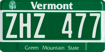 VT license plate ZHZ477