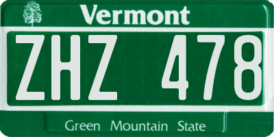 VT license plate ZHZ478