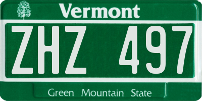 VT license plate ZHZ497