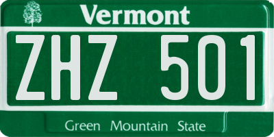 VT license plate ZHZ501