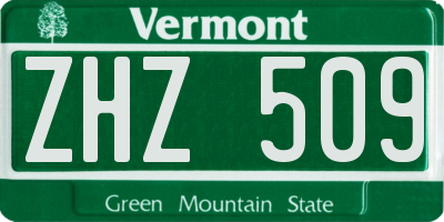 VT license plate ZHZ509