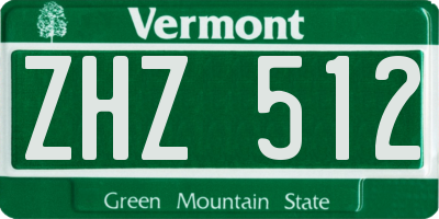 VT license plate ZHZ512