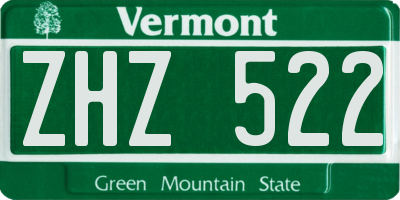 VT license plate ZHZ522