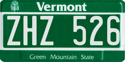 VT license plate ZHZ526