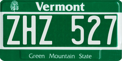 VT license plate ZHZ527