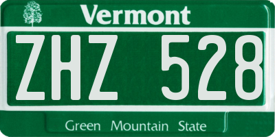 VT license plate ZHZ528