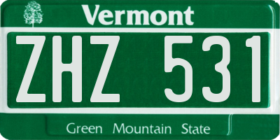 VT license plate ZHZ531