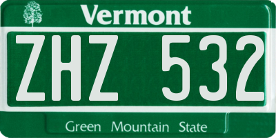 VT license plate ZHZ532