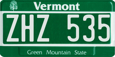 VT license plate ZHZ535