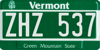 VT license plate ZHZ537