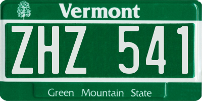 VT license plate ZHZ541