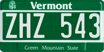 VT license plate ZHZ543