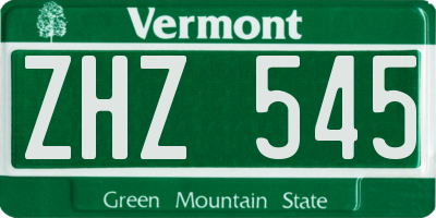 VT license plate ZHZ545