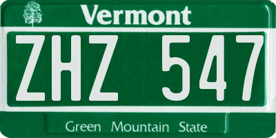VT license plate ZHZ547