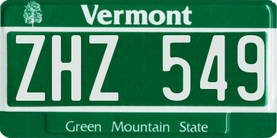VT license plate ZHZ549
