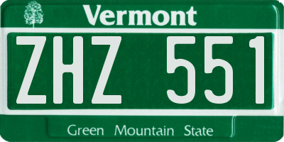 VT license plate ZHZ551