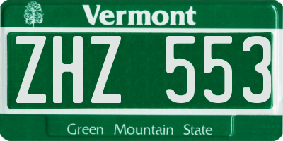 VT license plate ZHZ553