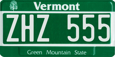 VT license plate ZHZ555
