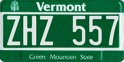 VT license plate ZHZ557