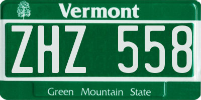 VT license plate ZHZ558