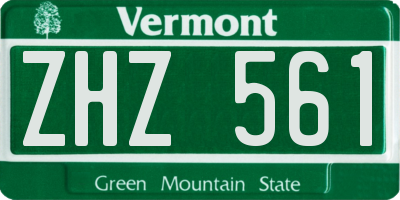 VT license plate ZHZ561