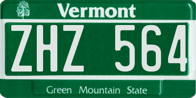 VT license plate ZHZ564