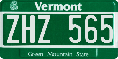 VT license plate ZHZ565