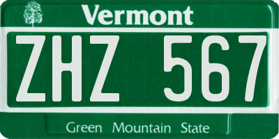 VT license plate ZHZ567