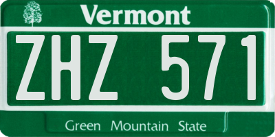 VT license plate ZHZ571