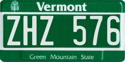 VT license plate ZHZ576