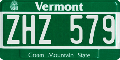 VT license plate ZHZ579