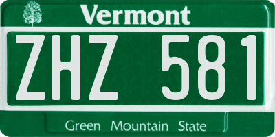VT license plate ZHZ581