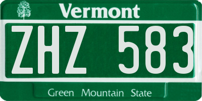 VT license plate ZHZ583