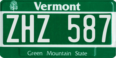 VT license plate ZHZ587