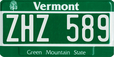 VT license plate ZHZ589