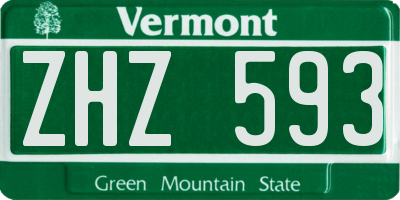VT license plate ZHZ593