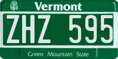 VT license plate ZHZ595
