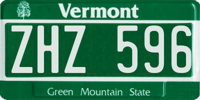 VT license plate ZHZ596