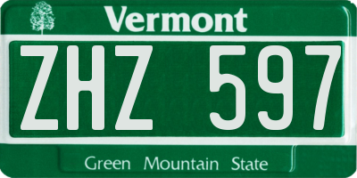 VT license plate ZHZ597
