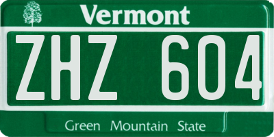 VT license plate ZHZ604