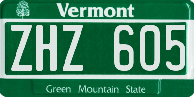 VT license plate ZHZ605