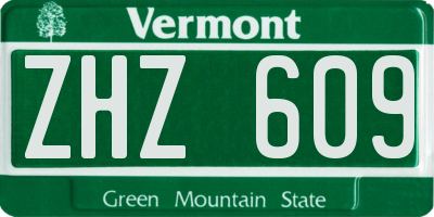 VT license plate ZHZ609
