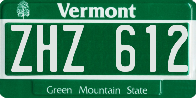 VT license plate ZHZ612