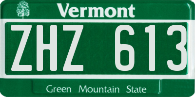 VT license plate ZHZ613