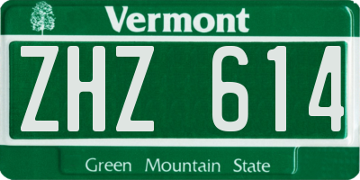 VT license plate ZHZ614