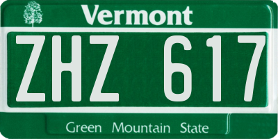 VT license plate ZHZ617