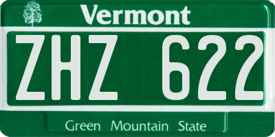 VT license plate ZHZ622