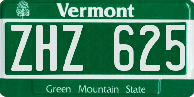 VT license plate ZHZ625